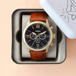 Đồng Hồ Nam Fossil Flynn BQ2261 Màu Nâu Mặt Đen