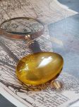 Nhẫn đá hổ phách - mặt vàng bơ tinh khiết tự nhiên 100% bảo hành trọn đời