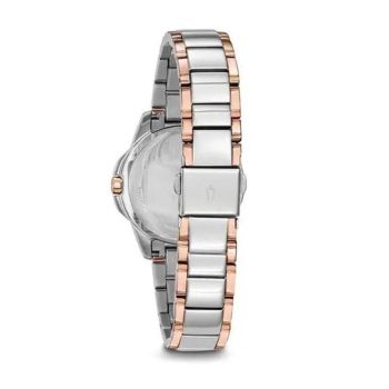 Đồng Hồ Nữ Bulova Diamond White Mother Of Pearl Dial Ladies Watch 98P134 Màu Bạc Phối Vàng Hồng