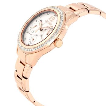 Đồng Hồ Nữ Citizen Silhouette Crystal White Dial Ladies Watch FD2013-50A Màu Vàng Hồng