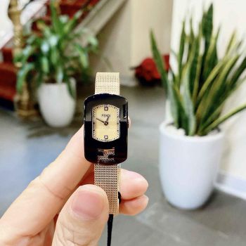 Đồng Hồ Nữ Fendi F347625000D1 Chameleon Black Quartz Dây Mesh Màu Đen Vàng