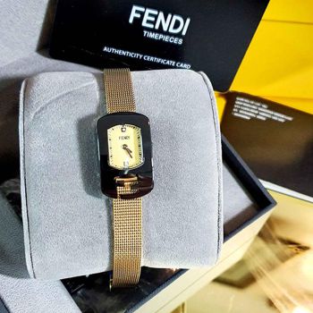 Đồng Hồ Nữ Fendi F347625000D1 Chameleon Black Quartz Dây Mesh Màu Đen Vàng