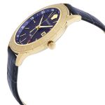 Đồng Hồ Nam Versace Univers GMT Black Dial Blue Leather Men's Watch VEBK00318 43mm Màu Đen