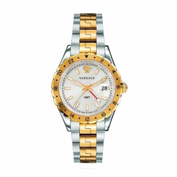 Đồng Hồ Nam Versace Hellenyium GMT Silver Dial Men's Watch V11030015 42mm Màu Demi (Trắng-Vàng)