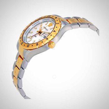 Đồng Hồ Nam Versace Hellenyium GMT Silver Dial Men's Watch V11030015 42mm Màu Demi (Trắng-Vàng)