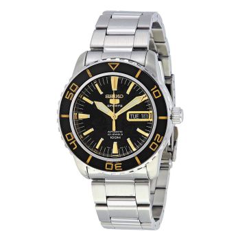 Đồng Hồ Nam Seiko Fifty Five Fathoms Automatic Black Dial Stainless Steel Men's Watch SNZH57 Màu Đen Bạc
