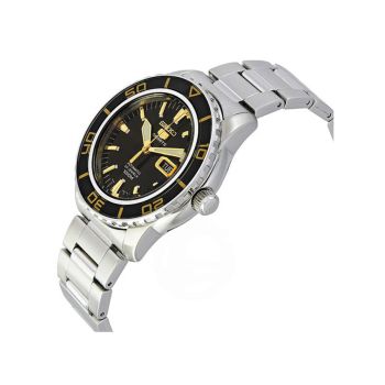 Đồng Hồ Nam Seiko Fifty Five Fathoms Automatic Black Dial Stainless Steel Men's Watch SNZH57 Màu Đen Bạc