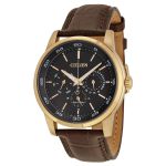 Đồng hồ Citizen Dress Eco-Drive Black Dial Brown Leather Men's Watch