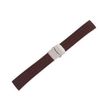 Dây Đồng Hồ Sinobi Cao Su Silicone Màu Cà Phê Khóa Bấm, 18 mm