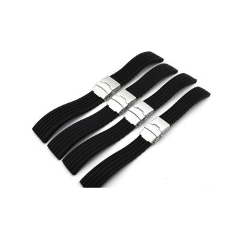 Dây Đồng Hồ Sinobi Cao Su Silicone Màu Đen Khóa Bấm 20mm