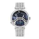 Đồng Hồ Nữ Van Cleef & Arpels White Gold IP And Diamond-Set Bracelet Watch With Enamel Dial Màu Bạc Mặt Đen (Chế Tác)