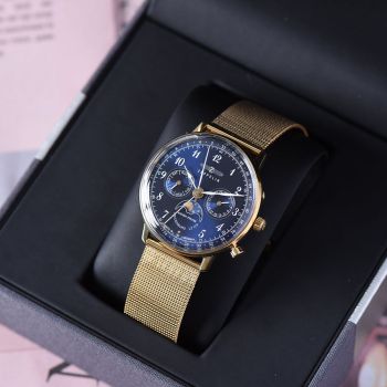 Đồng Hồ Nữ Zeppelin LZ 129 Hindenburg Moonphase 7039M2 Màu Vàng Xanh