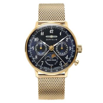 Đồng Hồ Nữ Zeppelin LZ 129 Hindenburg Moonphase 7039M2 Màu Vàng Xanh