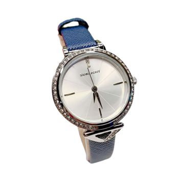 Đồng Hồ Nữ Sunlight Quai Da Cao Cấp Màu Bạc Xanh