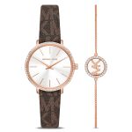 Set Đồng Hồ Nữ Michael Kors MK1036 Pyper PVC Màu Nâu Trắng