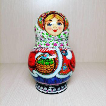 Búp bê Nga Matryoshka - 5 em bé quàng khăn xách trái cây