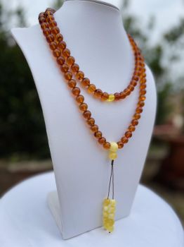 Chuỗi vòng hổ phách tự nhiên Baltic Nga 108 hạt VCHP108-02