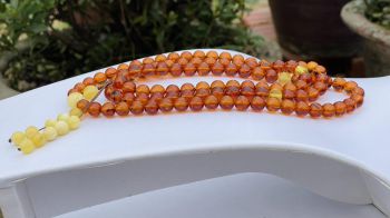 Chuỗi vòng hổ phách tự nhiên Baltic Nga 108 hạt VCHP108-02