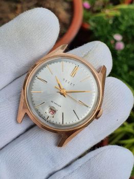 Đồng hồ cổ Poljot 29 jewels vàng đúc 583 lịch lúp đỏ automatic