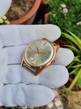 Đồng hồ cổ Poljot 29 jewels vàng đúc 583 lịch lúp automatic mặt vàng nhẹ