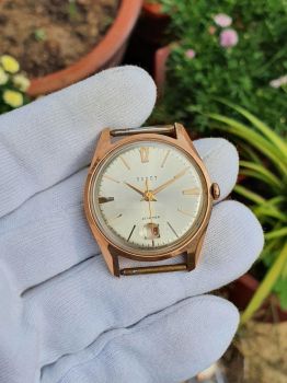 Đồng hồ cổ Poljot 29 jewels vàng đúc 583 lịch lúp automatic mặt vàng nhẹ