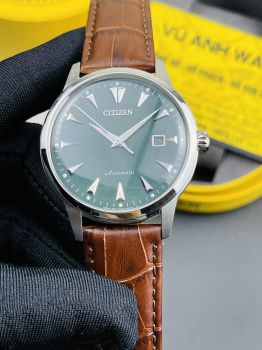 Đồng hồ Nam Citizen NK0001-25X Automatic Dây Da Nâu Mặt Xanh Lá thuộc bộ sưu tập Parawater Kuroshio '64 Limited Edition