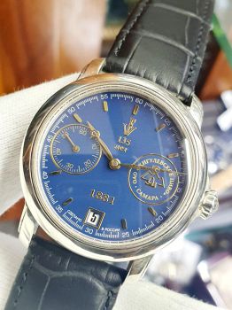 Đồng hồ Nga bạc đúc nguyên khối xanh cô ban máy cơ 3105 17 jewels