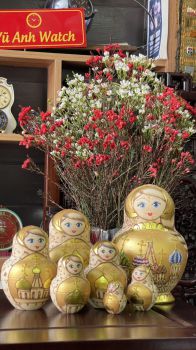 Búp bê Nga Matryoshka gỗ, vẽ thủ công 10 con 7BB001