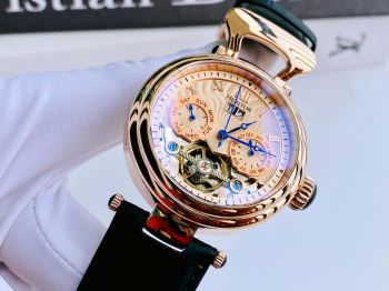 Đồng Hồ Heritor Ganzi Automatic Multi-Function Brushed Dial Black Leather Men's Watch HR3305