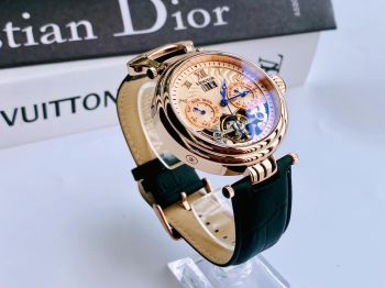 Đồng Hồ Heritor Ganzi Automatic Multi-Function Brushed Dial Black Leather Men's Watch HR3305