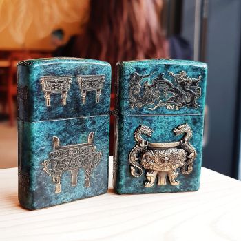 Bật lửa Zippo 252BL021 giả cổ đỉnh đồng Song Long