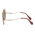 Kính Mát Nữ Miu Miu Brown Grad Grey Mirror Silver Round Sunglasses MU 51TS C5R4P0 54 Màu Hồng