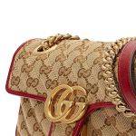 Túi Đeo Chéo Nữ Gucci GG Marmont Small Shoulder Bag Màu Nâu Viền Đỏ