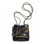 Túi Đeo Chéo Nữ Chanel 22 Shiny Calfskin Gold Tone Metal Black Mini AS3980 B08037 94305 Màu Đen