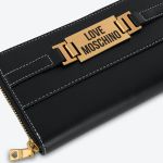 Ví Nữ Moschino Love Moschino Plaque Line Black Faux Leather Zip Around Wallet JC5607PP0DKB0000 Màu Đen