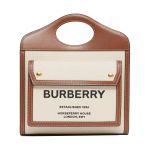 Túi Đeo Chéo Burberry Mini Two-Tone Canvas And Leather Pocket Bag Màu Nâu Kem