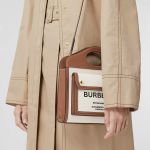 Túi Đeo Chéo Burberry Mini Two-Tone Canvas And Leather Pocket Bag Màu Nâu Kem