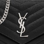 Túi Đeo Chéo Nữ Yves Saint Laurent YSL Wallet On Chain Silver Màu Đen Khóa Bạc Size 19
