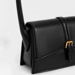 Túi Đeo Vai Nữ Charles & Keith CNK Annelise Belted Trapeze Bag CK2-20781954 Màu Đen