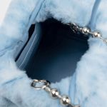 Túi Xách Nữ Charles & Keith CNK Aldora Beaded Handle Furry Bucket Bag Light Blue CK2-10781947 Màu Xanh Trắng