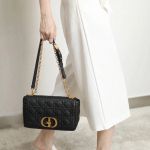 Túi Đeo Chéo Dior Medium Dior Caro Bag Black Supple Cannage Calfskin Màu Đen