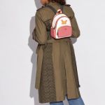 Balo Coach Mini Court Backpack In Signature Canvas With Butterfly Màu Hồng Trắng