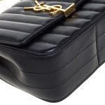 Túi Đeo Chéo Nữ Yves Saint Laurent YSL Black Quilted Leather Small Vicky Crossbody Flap Bag Màu Đen