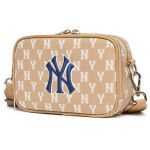 Túi Đeo Chéo MLB Monogram Jacquard Mini Crossbody Bag New York Yankees 3ACRS022N-50BGD Màu Nâu Be Size 18