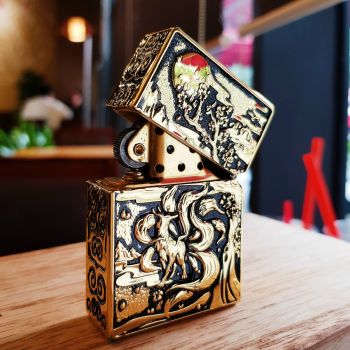 Bật lửa 252BL056 Mẫu zr mang tên Cửu Vỹ Hồ với họa tiết mô phỏng lại truyền thuyết về cáo 9 đuôi trong văn hóa Nhật Bản